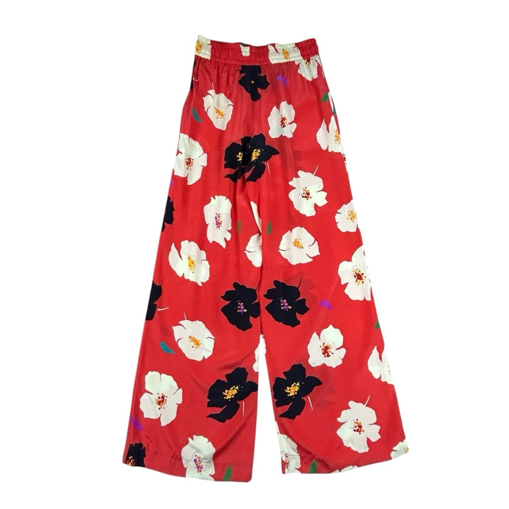 Tucker Red Floral Wide Leg Silk Pants - Picture 8 of 16
